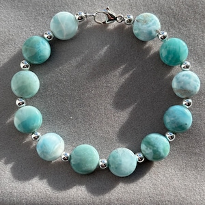 Genuine Larimar Gemstone .925 Sterling Silver Bracelet handmade bracelet