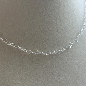 Interlocking hearts 925 sterling silver chain handmade necklace; dainty silver heart chain necklace