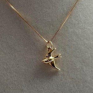 14K gold filled dove pendant on box chain handmade necklace; dove, bird, nature charm necklace