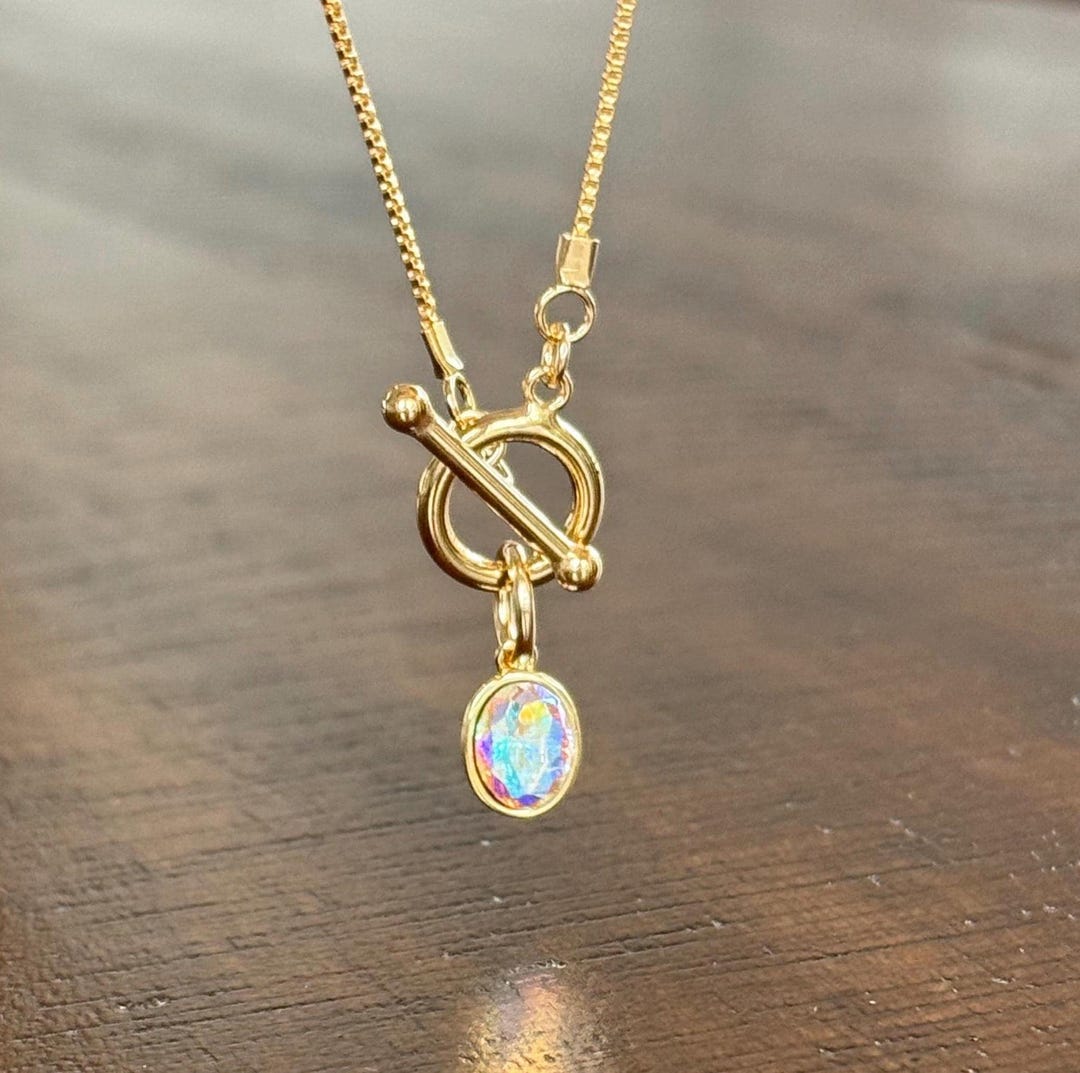 Natural Gemstone Necklace with 14k Gold Filled Toggle