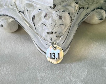 Half marathon 13.1 pendant on 925 sterling silver box chain necklace; running pendant necklace; half marathon necklace; runners necklace