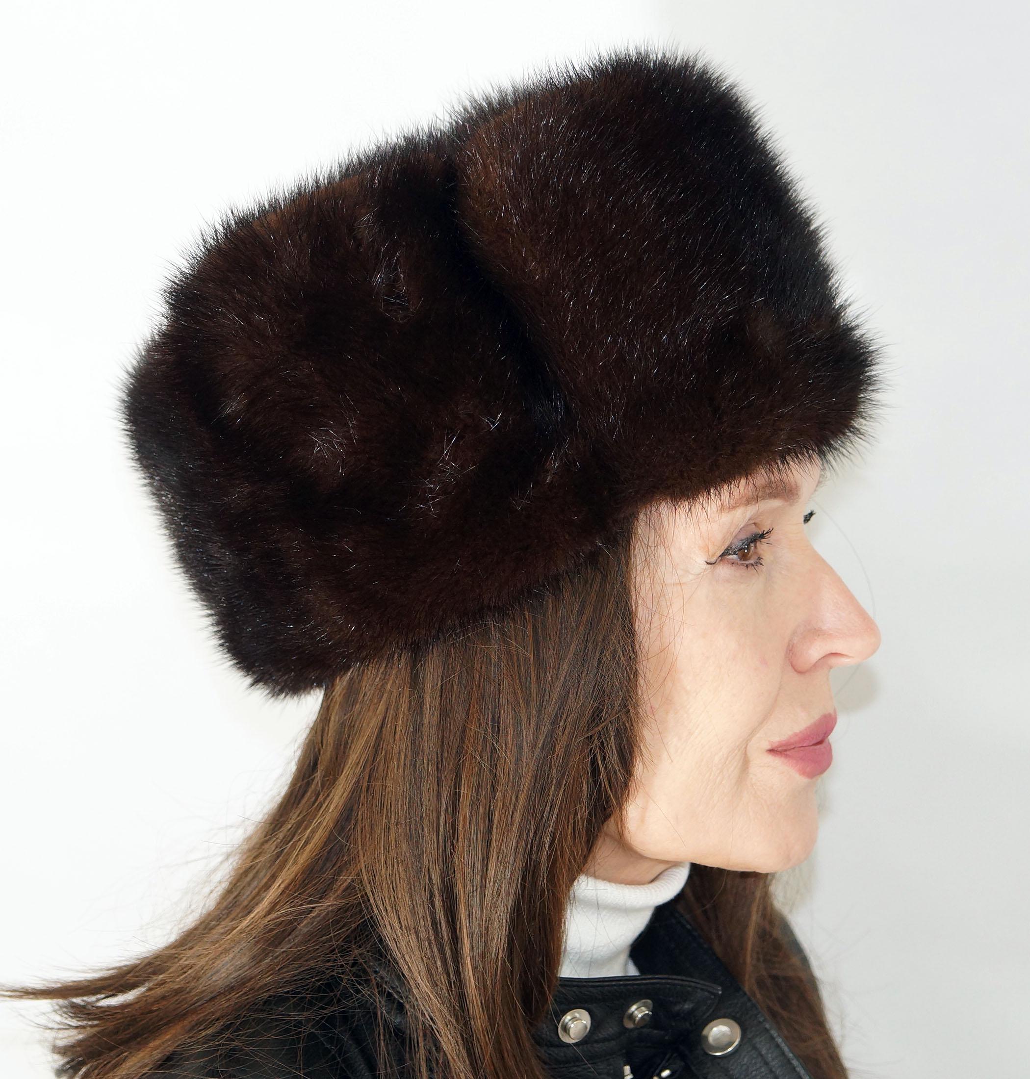 ヴィンテージ ダークブラウン ミンクファーハット (22インチ