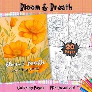 Coloring Pages for Adult: 20 Floral Designs | Blooming Wildflower Pattern Relaxing Printable Sheets