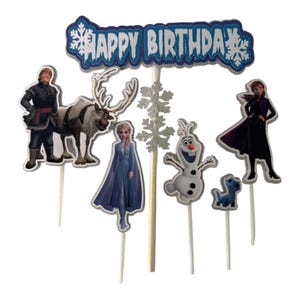 Frozen taarttopper, gepersonaliseerde Frozen-topper, Frozen-decoratie, topper voor banketbakkers, Frozen verjaardagstaarttopper, Frozen-them