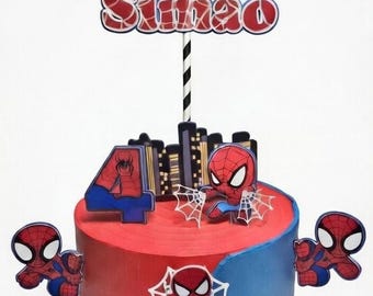 Spiderman taarttopper - Spiderman topper - Spiderman taartdecoratie - Spiderman themafeest - superhelden thema taart - baby