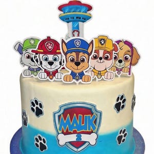 Taarttopper van het reddingsteam van de hond – 11/13stk – Gepersonaliseerde – Verjaardagsdecoratie – Puppyfeestje –Pootthema –Hond