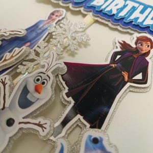 Adorno para tarta de Frozen, adorno personalizado de Frozen, decoración de Frozen, adorno para tarta de cumpleaños de Frozen, decoración para fiesta temática de Frozen