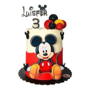 Topolino per torta – Personalizzato con nome ed età – Orecchie nere glitterate – Decorazione per il primo compleanno di un bambino – Fatto a mano