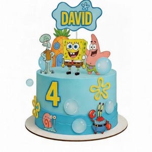 Ocean Cartoon Cake Topper Personalized with Name and Age – Underwater Theme Birthday Cake Decoration for Kids