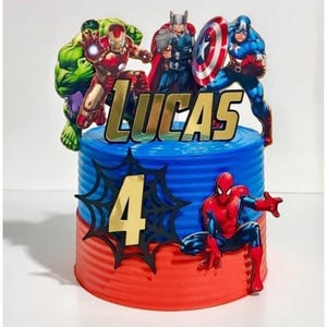 Superhero Cake Topper Set | Personalized Birthday Cake Topper | Super Hero Theme Party Decor | Custom Name & Age,Spiderman