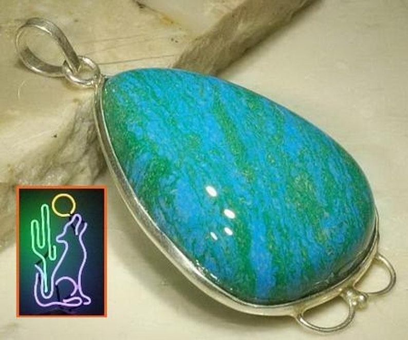 Sterling Silver Hand Painted Jasper Pendant on 20 inch 2mm Box Chain image 1