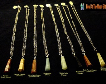 Semi Precious Stone Crystal Pendant Chain Necklaces   CLEARANCE