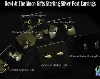 Howl At The Moon Gifts Sculpted Sterling Post Earrings