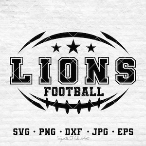 Lions Football Svg, Svg Football, Svg Sports, Maillot De Football, Motifs Par Sublimation, Png Dxf Jpg Eps