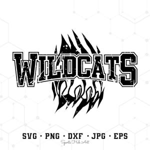 Wildcats Mascot SVG PNG, Wildcats Cheer Svg, Wildcats Shirt Svg, Wildcats Sports Svg, School Spirit Mascot Svg, Football Svg