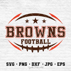 Fútbol americano de los Browns, SVG, Fútbol americano, SVG deportivo, Camiseta de fútbol, Diseños de sublimación, PNG, DXF, JPG, EPS