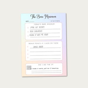 Bare Minimum Daily Notepad, ADHD Friendly To Do List, 5x7 Task Pad