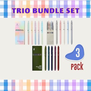 Three Pack Gel Pen Bundle: Candy Gradient, Morandi Pastel, Dark Mode Gel Pens (0.5mm Fine Point) Bundle Black Ink