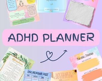 ADHD Planner for Neurodivergent Minds | Digital Focus & Organization Tools | Task Breakdown, Hyperfocus Tracker, Self-Care, and More