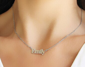 925K Sterling Silver Name Necklace, Name Jewelry, Gift for her, Gold Name Necklace