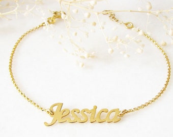 Name Bracelet, Dainty Gold Name Bracelet, Bridesmaid Gifts, 925 Sterling Silver Bracelet, Personalized Gifts