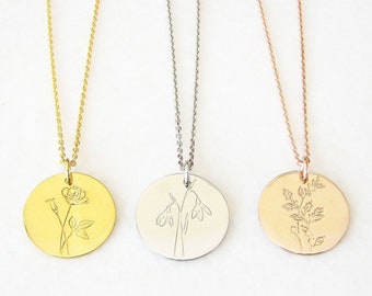 Birth Flower Necklace, Birthday Gift, Birth Month Necklace