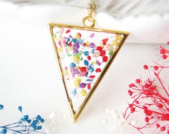 Pressed Flower Necklace, Real Flower Jewelry, Resin Necklace