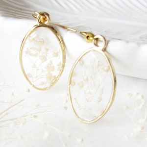 Pressed Flower Earrings, Handmade Resin Earrings