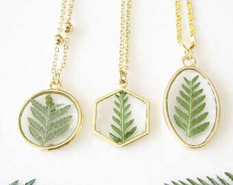 Real Fern Necklace, Pressed Flower Necklace, Fern Leaf Necklace, Fern Jewelry, Real Flower Jewelry