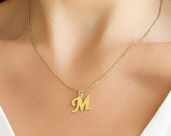 Gold Initial Necklace, Sterling Silver Necklace, Letter Necklace, Monogram Necklace, Initial Jewelry for Women
