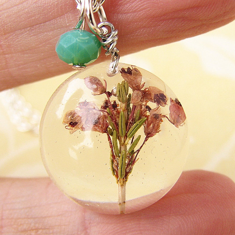 Real Flower Necklace Resin Jewelry Real Flower Jewelry Pressed Flower Necklace Heather Necklace Dried Flowers Gift For Her
