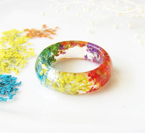 Resin Ring Real Flower Ring Resin Jewelry Pressed Flower Etsy
