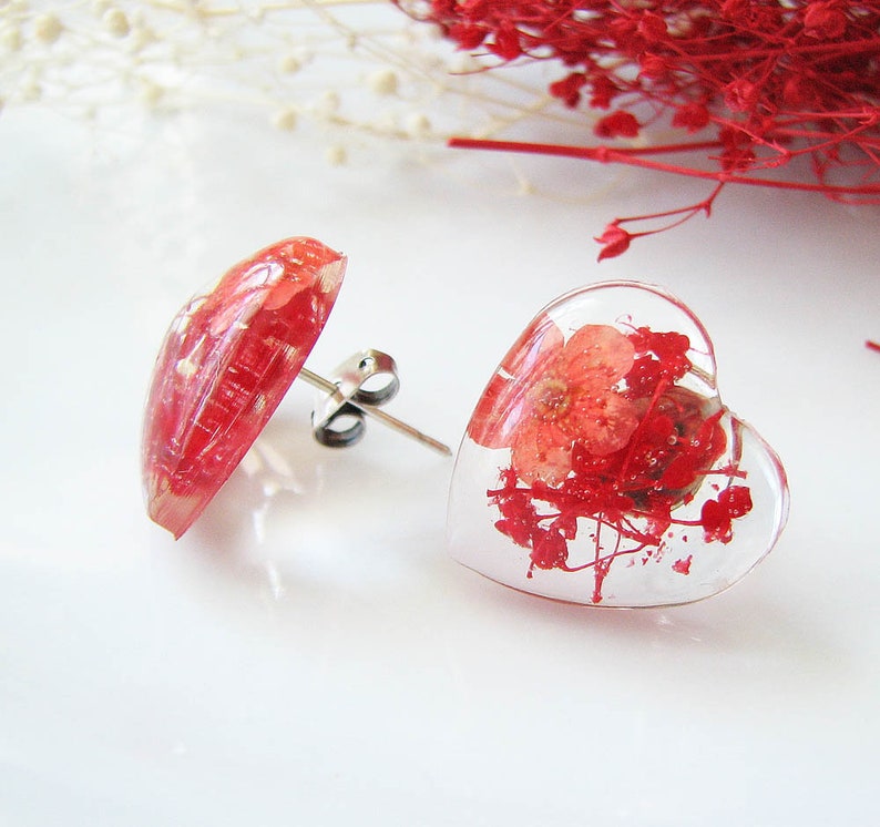 Pressed Flower Earrings, Resin Earrings Studs, Handmade Earrings image 4