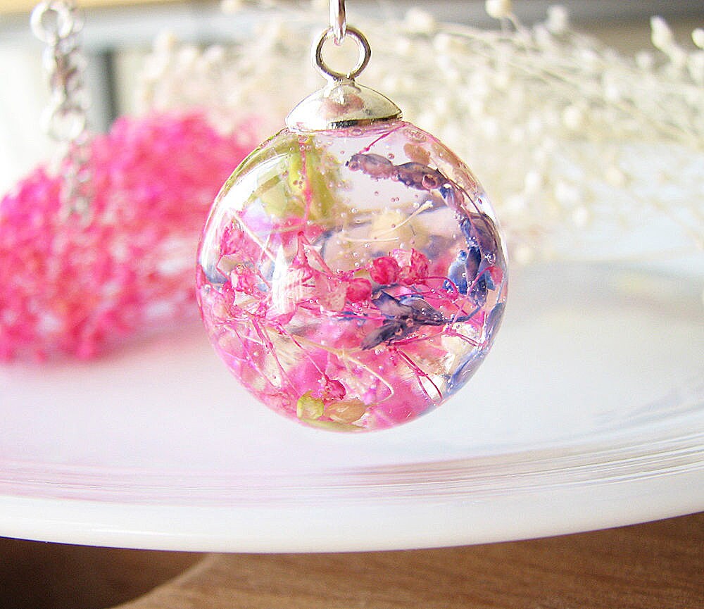 Resin Jewelry Real Flower Necklace Resin Necklace Botanical Etsy