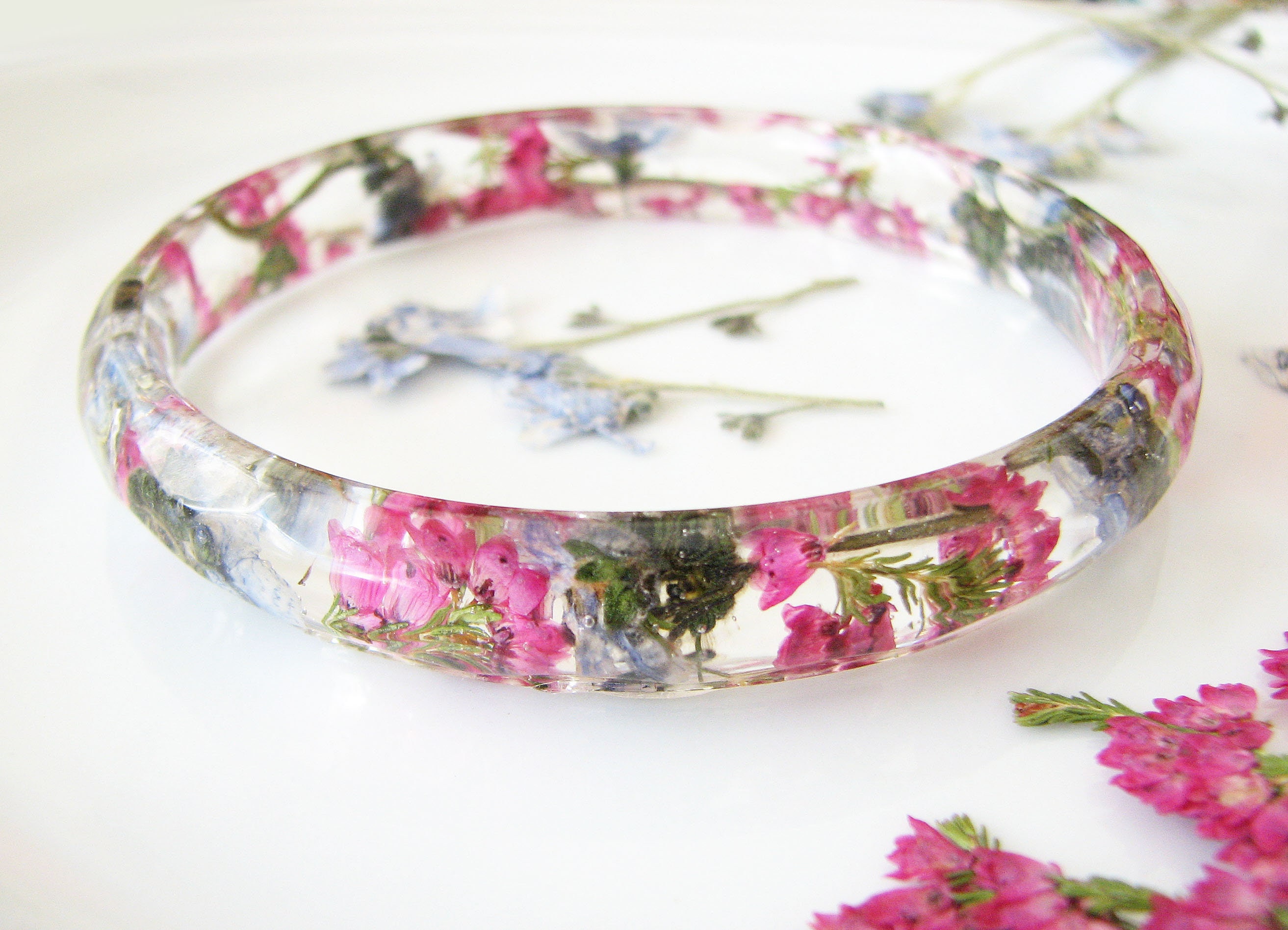 Real Flower Bracelet Resin Bracelet Bangle Bracelet Flower Etsy