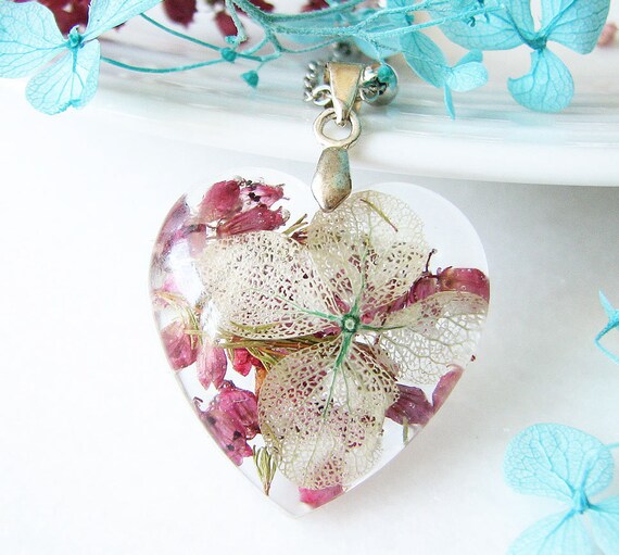 Joyería de resina Joyería de flores reales Collar de resina | Etsy México