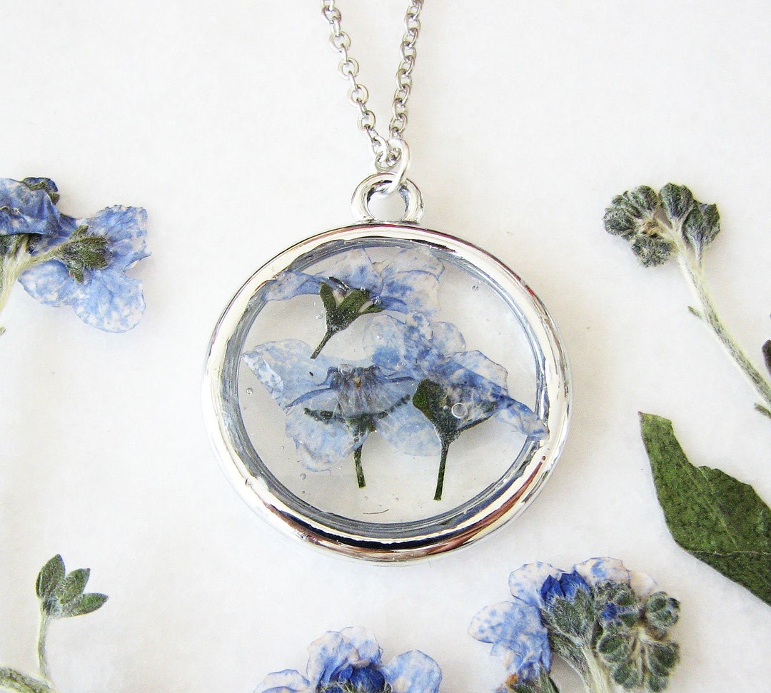 Buy Resin Pendant Necklace, Handmade Jewelry, Me Not Pressed