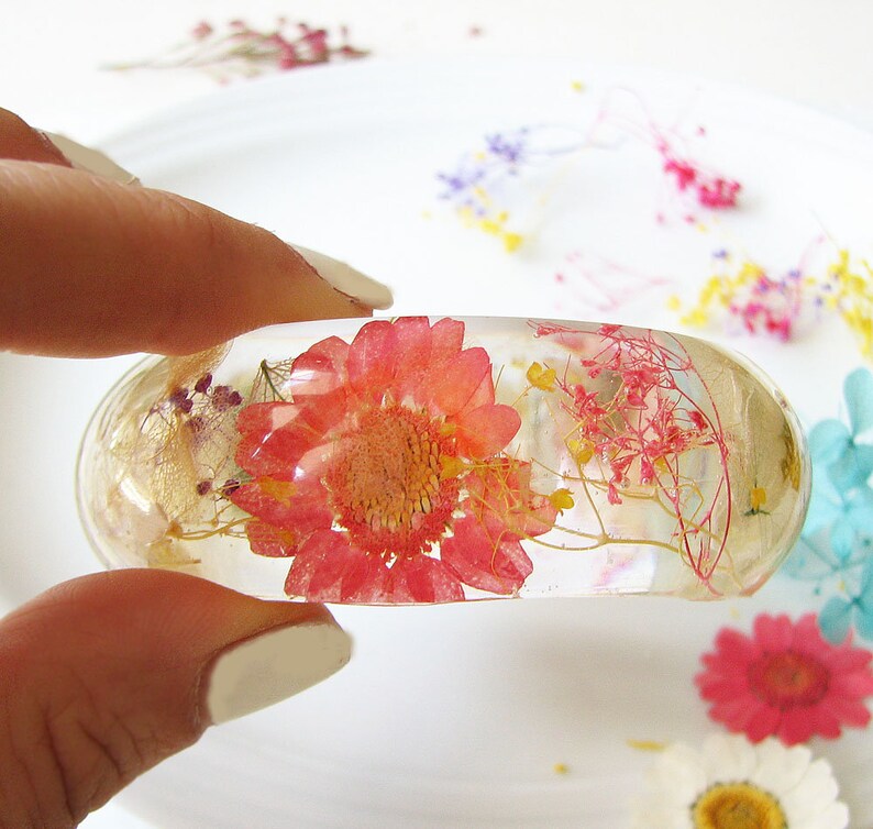 Real Flower Bracelet Resin Bracelet Bangle Bracelet Real Etsy