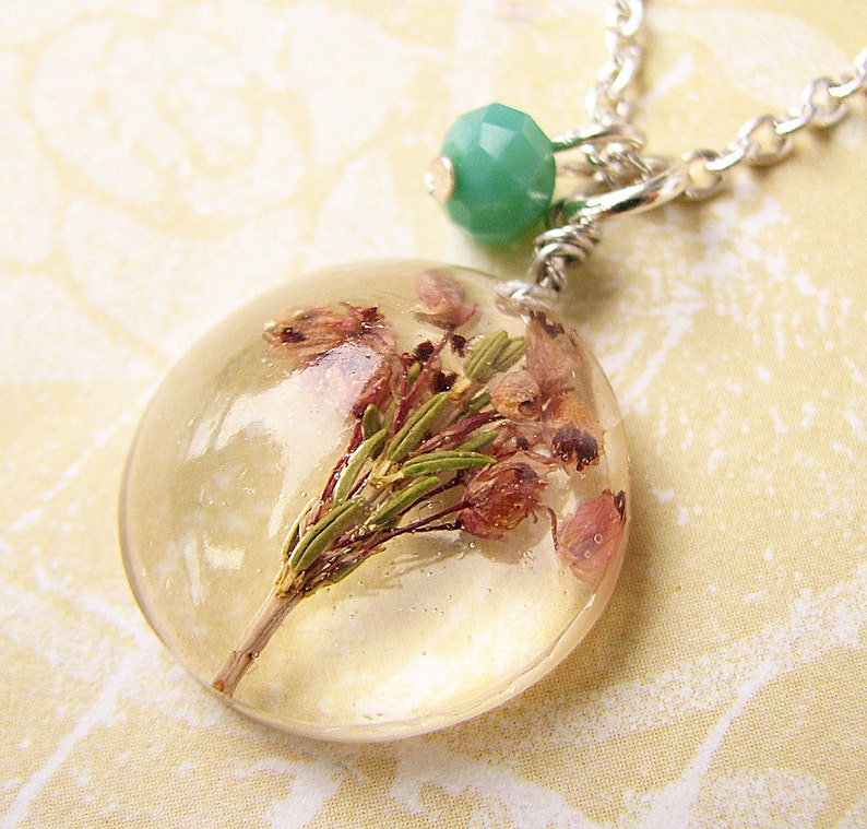 Real Flower Necklace Resin Jewelry Real Flower Jewelry Pressed Flower Necklace Heather Necklace Dried Flowers Gift For Her