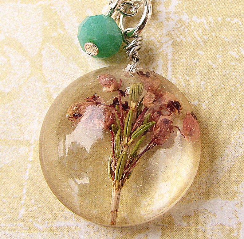 Real Flower Necklace Resin Jewelry Real Flower Jewelry Pressed Flower Necklace Heather Necklace Dried Flowers Gift For Her