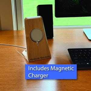 Wooden MagSafe Charger, Wireless Charging Dock, Custom MagSafe Stand, Desk Charger Stand Charging Station