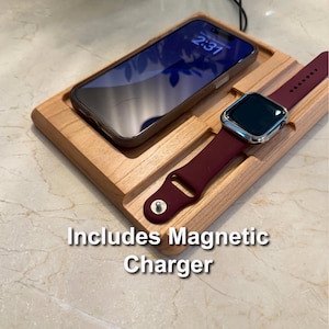 iPhone iWatch MagSafe,  2 in 1 Charging Tray, iWatch Wireless Charging Dock, iPhone Desk Charger,  iPhone Charging Pad, Apple Watch Charger