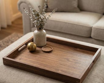 Handcrafted Walnut Ottoman Tray – Custom Wooden Serving Tray