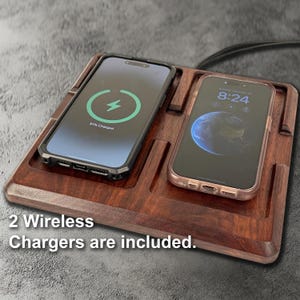 iPhone MagSafe Dual Charging Tray,  Two Magnetic Wireless Charging Dock, iPhone Docking Station, MagSafe Charging Pad