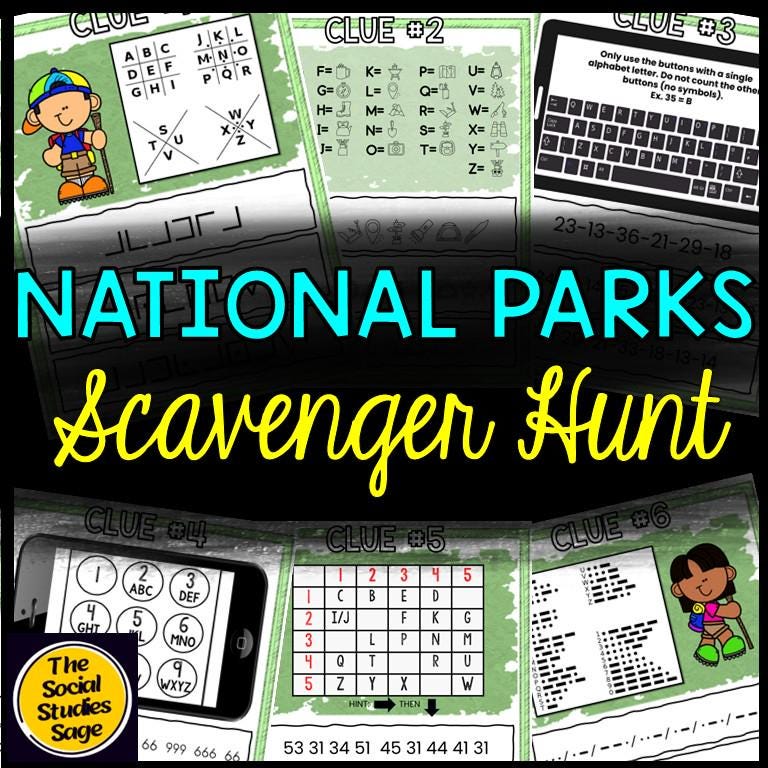 National Parks Escape Room: Printable Scavenger Hunt Game (PDF) - Etsy