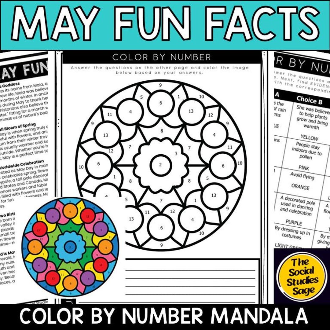 May Fun Facts Color by Number Reading Passage, Reading Skills, Text ...