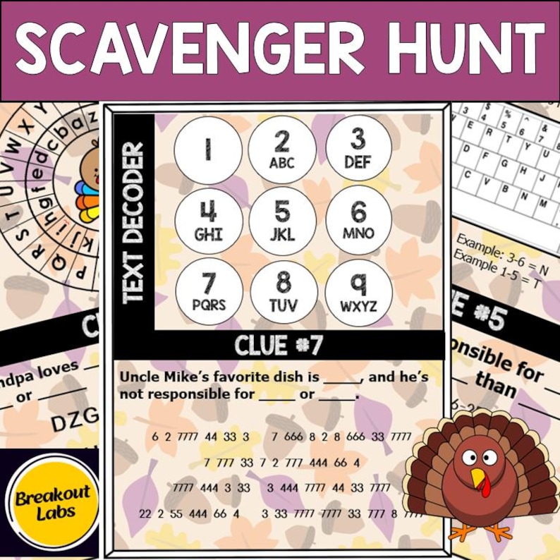 Thanksgiving Day Logic Puzzle Scavenger Hunt Logic Puzzle Game for Thanksgiving Day Logic Puzzle Scavenger Hunt Logic Puzzle Game for