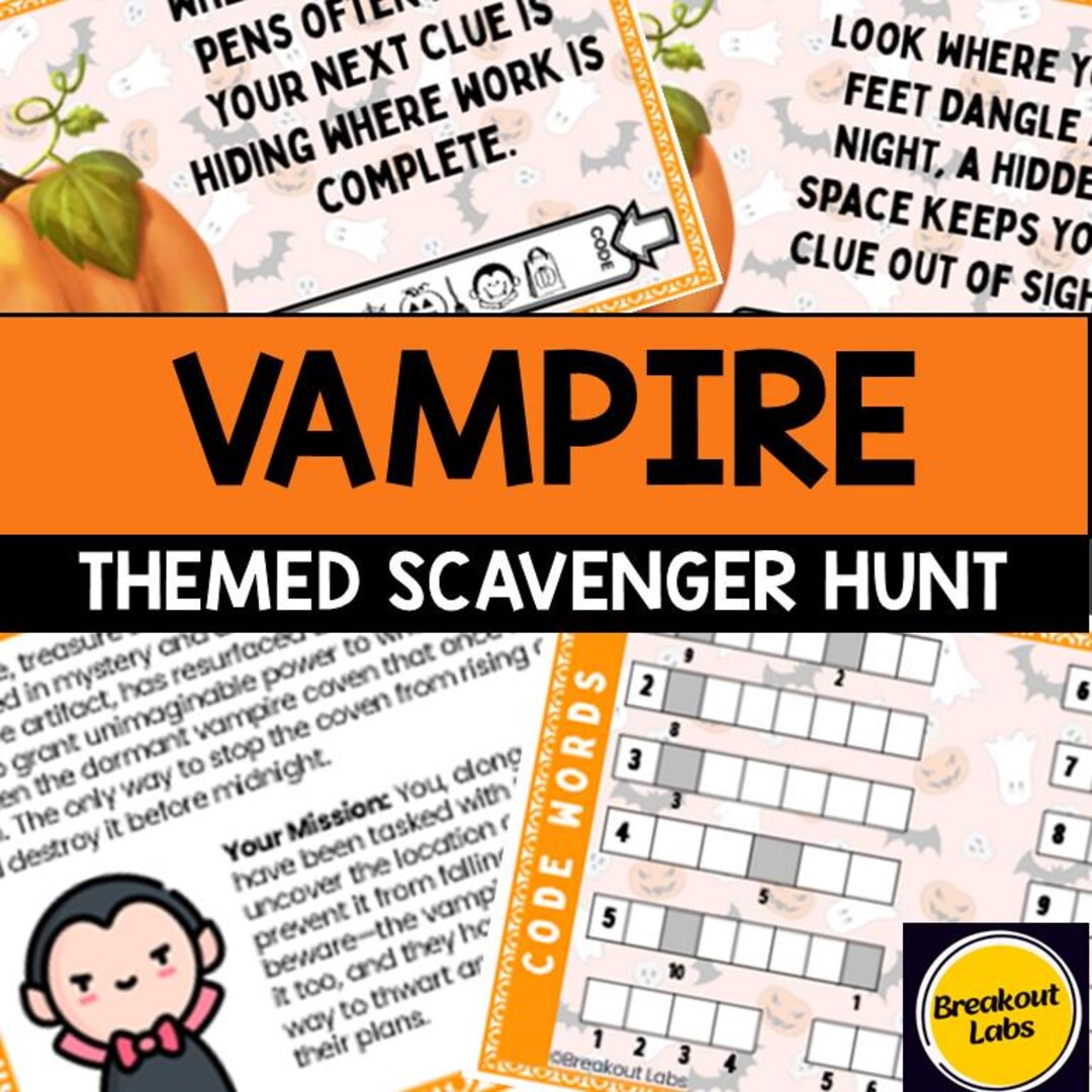 Vampire Scavenger Hunt Puzzle Game: Printable Riddles for Kids (PDF) - Etsy
