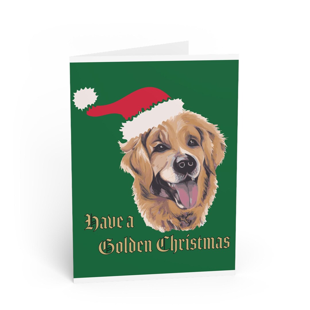 Golden Retriever Christmas Card | Santa Dog Holiday Greeting - Etsy