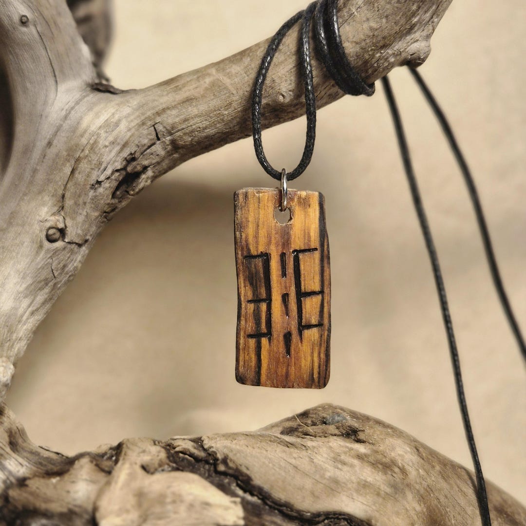 Baltic Sign Tree Wooden Jewellery With Baltic Folk Signs. Unisex Necklace. Handcrafted ...